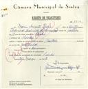 Registo de velocípede de marca Bertolo, com o nº 5707, em nome de Mário Duarte Pedro, morador em Linhó.