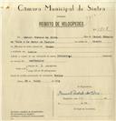 Registo de velocípede de marca Invencível, com o nº 8128, em nome de Manuel Piedade da Silva, morador em Queluz.