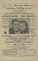 Programa do filme "Culpado, ou Não?" com a participação de Ray Milland , Florence Marly, Broderick Crawford, Jonh Hoyt e John Ridgely.