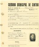 Registo de matricula de velocipedista em nome de Francisco Clemente Pereira, morador em Sintra, com o nº de inscrição 2103.