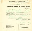 Registo de um veiculo de duas rodas tirado por um ou dois animais de espécie muar e asinina destinado a transporte de mercadorias em nome de José Bartolomeu Nunes, morador em Celão.