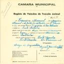 Registo de um veiculo de duas rodas tirado por um animal de espécie asinina destinado a transporte de mercadorias em nome de Francisco Manuel, morador na Fonte da Arenha.