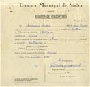 Registo de velocípede de marca Raio, com o nº 8514, em nome de Joaquim Inácio, morador em Armés.