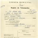 Registo de velocípede de marca Olympique, com o nº 3781, em nome de José Maria Alves, morador em Ulgueira.