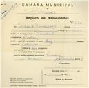 Registo de velocípede de marca Aviz, com o nº 3926, em nome de Ilídio da Encarnação, morador em Queluz.