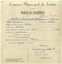 Registo de velocípede de marca Leon, com o nº 8172, em nome de António Paradanta Marques, morador em Colares.