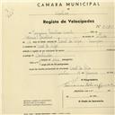 Registo de velocípede com o nº 2275, em nome de Joaquim Faustino Duarte, morador em Casal do Pipo.