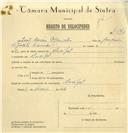 Registo de velocípede com o nº 7576, em nome de João Morais Marinho, morador em Mucifal.