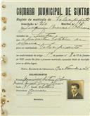 Registo de matricula de velocipedista em nome de Joaquim Branco de Oliveira, morador em Sintra, com o nº de inscrição 910.