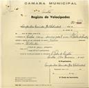 Registo de velocípede de marca Helios, com o nº 672, em nome das Companhias Reunidas de Gás e Eletricidade, com sucursal em S. Pedro de Sintra.