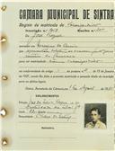 Registo de matricula de velocipedista em nome de José Roque, morador em Manique de Cima, com o nº de inscrição 1017.