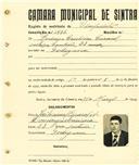 Registo de matricula de velocipedista em nome de Rodrigo Cristóvão Caracol, morador em Godigana, com o nº de inscrição 1936.