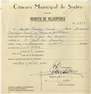 Registo de velocípede de marca Nacional, com o nº 8100, em nome de Aníbal Tomásio Duarte, morador em S. João das Lampas.