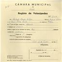 Registo de velocípede de marca Raio, com o nº 4292, em nome de Augusto Simões Filipe, morador em Maceira.
