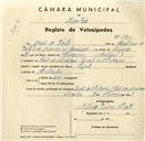 Registo de velocípede de marca Peugeot, com o nº 3475, em nome de João do Vale, morador em Quinta de Santo André, Chão de Meninos.
