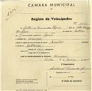 Registo de velocípede de marca Oriental, com o nº 1064, em nome de António Fernandes Lima, morador em Carenque.