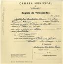 Registo de velocípede de marca Alfa, com o nº 1379, em nome de António José Constantino Chança, morador em S. Pedro de Sintra.