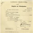 Registo de velocípede de marca Dinar, com o nº 2585, em nome de Manuel Domingos Lourenço, morador em Negrais.