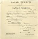 Registo de velocípede com o nº 1106, em nome de Domingos Tomás Casinhas, morador em Terrugem.