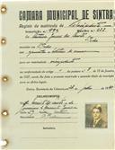 Registo de matricula de velocipedista em nome de António Gomes dos Santos, morador em São Pedro, com o nº de inscrição 994.