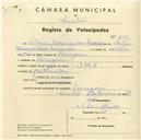 Registo de velocípede de marca J.M.F., com o nº 5023, em nome de Silvino Maximiano Miranda, morador em Terrugem.