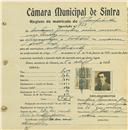 Registo de matricula de velocipedista em nome de António Gonçalves, morador em Queluz, com o nº de inscrição 733.