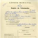 Registo de velocípede com o nº 3814, em nome de Carlos Manuel Gomes Pereira dos Santos, morador em Casal de Fanares, Mem Martins.