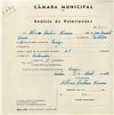 Registo de velocípede de marca A.F., com o nº 4561, em nome de Albino Ceitano Franco, morador em Pernigem.