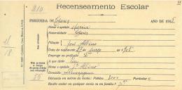 Recenseamento escolar de Maria Albino, filha de José Albino, moradora em Almoçageme.