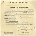 Registo de velocípede de marca Origan, com o nº 4116, em nome de Ernesto Augusto Duarte da Silva, morador em Lourel.