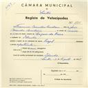 Registo de velocípede de marca Royal, com o nº 3785, em nome de Francisco Mendes Madeira, morador em Idanha.