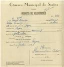 Registo de velocípede de marca Nacional, com o nº 8068, em nome de Inácio Nunes França, morador em Azoia.