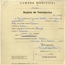 Registo de velocípede de marca Olympique, com o nº 2249, em nome de Luís Eduardo Generoso Coelho, morador em Colares.