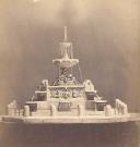 Maquete de uma fonte em Roma.