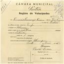 Registo de velocípede com o nº 4683, em nome de Francisco Lourenço Franco, morador em Albarraque.