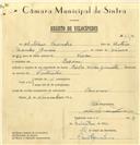 Registo de velocípede de marca Vilar com motor, com o nº 6710, em nome de António Mendes, morador em Cacém.