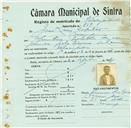 Registo de matricula de velocipedista em nome de José Luís Capitão, morador em Manique, com o nº de inscrição 859.