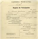 Registo de velocípede de marca Olympique, com o nº 1264, em nome de Manuel Gualdino, morador em Godigana.