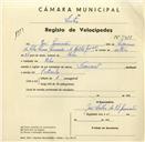Registo de velocípede de marca Nacional, com o nº 3438, em nome de José Guimarães, morador em Belas.