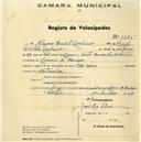 Registo de velocípede de marca The Union, com o nº 1285, em nome de Rogério Duarte Cordeiro, morador em Cacem de Baixo. 
