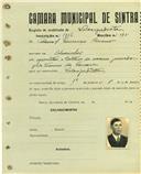 Registo de matricula de velocipedista em nome de Manuel Lourenço Bruno, morador em Alvarinhos, com o nº de inscrição 1706.