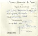 Registo de velocípede de marca Cabrita, com o nº 8976, em nome de Orlando Domingo Oliveira Pedro, morador em Pero Pinheiro.