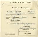 Registo de velocípede de marca Nacional, com o nº 3432, em nome de Aníbal Francisco, morador em Terrugem.