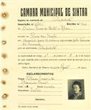 Registo de matricula de velocipedista em nome de Marion Craw de brito e Abreu, moradora na Praia das Maçãs, com o nº de inscrição 2746.