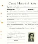 Registo de matricula de carroceiro em nome de Helena Vicencia Simões Prudêncio, moradora na Ribeira de Sintra, com o nº de inscrição 1944.