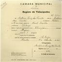 Registo de velocípede de marca Champion, com o nº 2735, em nome de António Luís dos Santos, morador em Sabugo.
