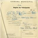 Registo de velocípede de marca Eduardo Jorge Franco, com o nº 502, em nome de António Sebastião Farto, morador em Fação.