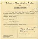 Registo de velocípede de marca Helios, com o nº 7316, em nome de Ana Maria de Almeida Eusébio, moradora em Banzão.