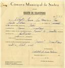 Registo de velocípede de marca Famel, com o nº 7866, em nome de Alberto de Sousa Libanio, morador em Mem Martins.