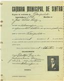 Registo de matricula de velocipedista em nome de José Pedro Luís, morador em Albarraque, com o nº de inscrição 1787.
